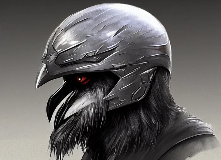 Image similar to portrait of raven themed helmet. concept art contest winner by christoph ferreira ( 2 0 0 7 ).