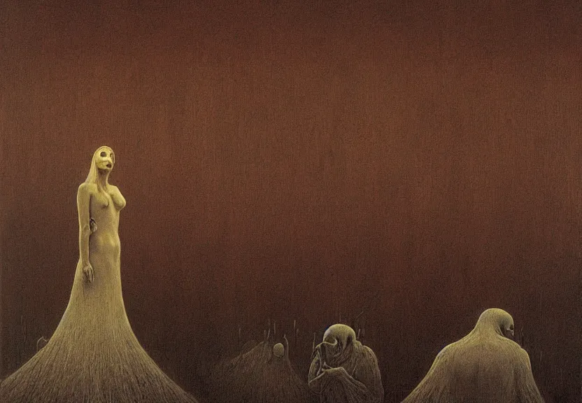 Prompt: dark macabre loss of control and choice by zdislaw beksinski