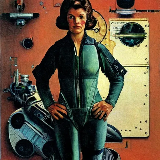 Prompt: sci - fi woman, by norman rockwell