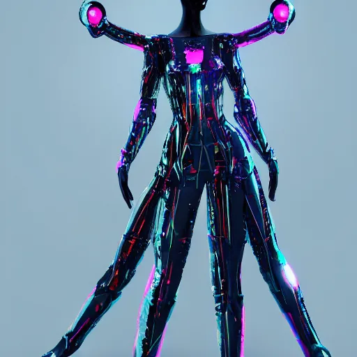 Prompt: Haute Couture futuristic dress, Unreal Engine, 4k, trending on artstation, neons