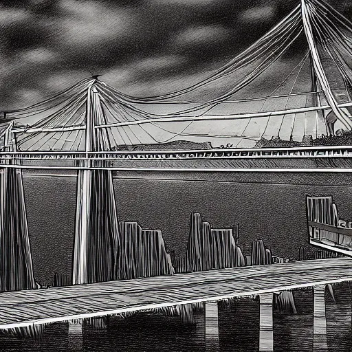 Prompt: the bridge, trending on artstation, junji ito 4 k