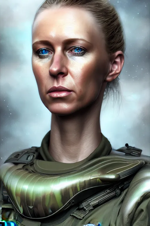 Prompt: epic professional digital airbrush of female irish supermodel starship military officer, by leesha hannigan, iris van herpen, artstation, cgsociety, wlop, epic, much wow, much detail, gorgeous, detailed, masterpiece