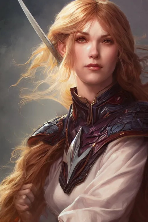 Prompt: portrait of Sword Maiden, superhero cape, DnD, fantasy, highly detailed, beautiful face, realistic body structure, digital painting, artstation, smooth, sharp focus, illustration, art by artgerm and greg rutkowski and alphonse mucha