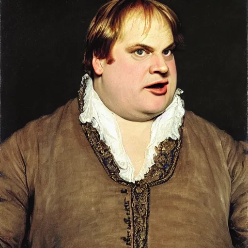 Image similar to chris farley as an 1 8 th century nobleman, painted by john everett millais