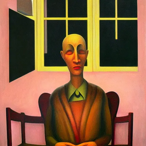 Image similar to the soothsayer, grant wood, pj crook, edward hopper, oil on canvas