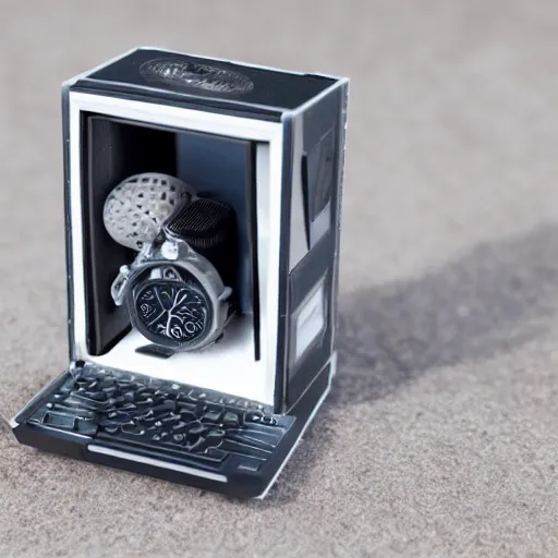 Image similar to a small portable time machine, 3 d, realistic, tactile, product photography