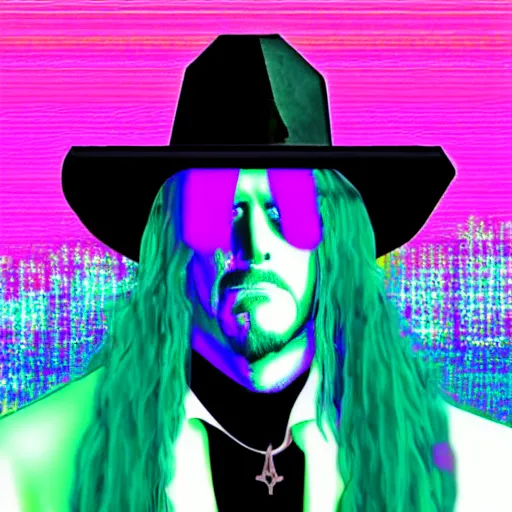 Prompt: undertaker in a vaporwave style