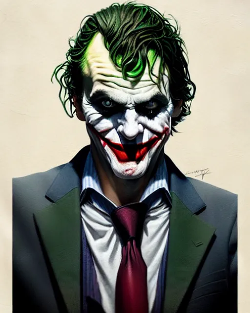 Prompt: character full body portrait of the joker | | realistic shaded, unpleasant face, bad looking, fine details, realistic shaded lighting poster by greg rutkowski, magali villeneuve, artgerm, jeremy lipkin and michael garmash and rob rey