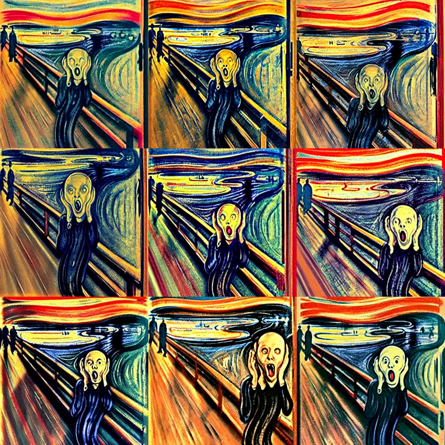 Prompt: the scream, but with a rat!!!!!!!!! instead of a ( ( ( ( person ) ) ) )