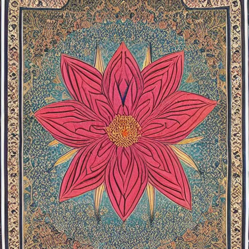 Prompt: A waterlily, Persian carpet