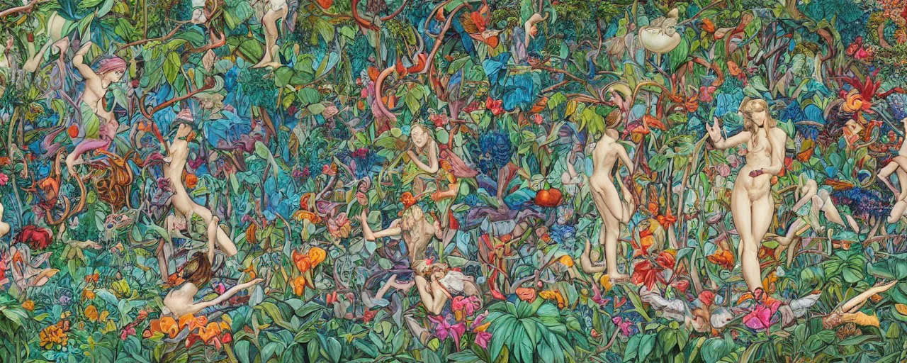 Image similar to garden of eden by James Jean