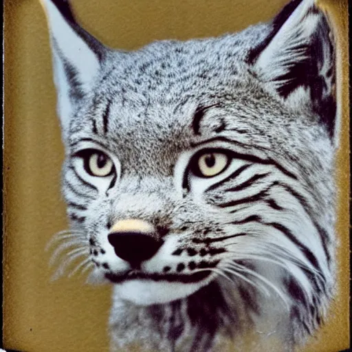 Image similar to polaroid of a lynx, grainy