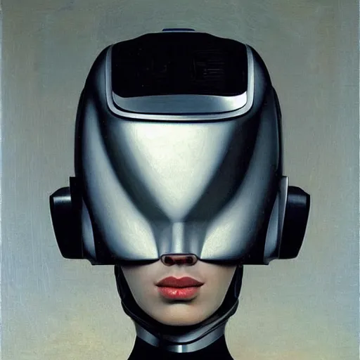 Image similar to futuristic robot portrait by caravaggio