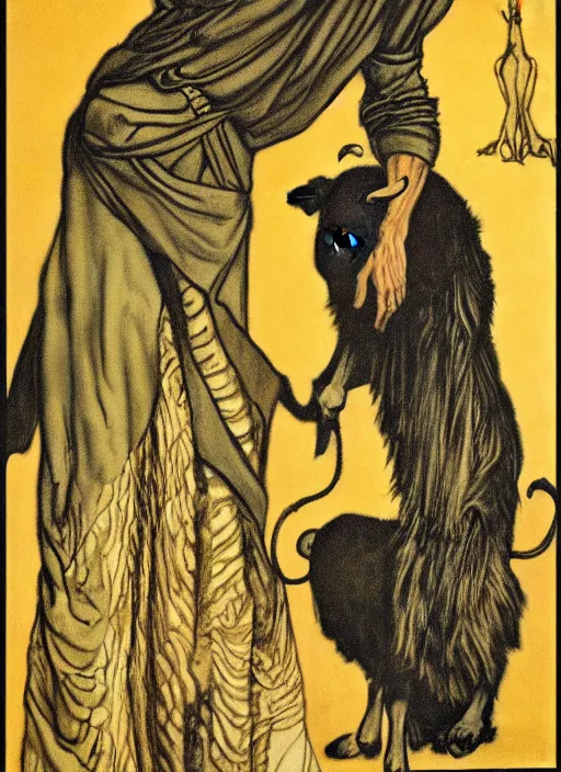 Image similar to prince and a goat, illustration by austin osman spare, high resolution