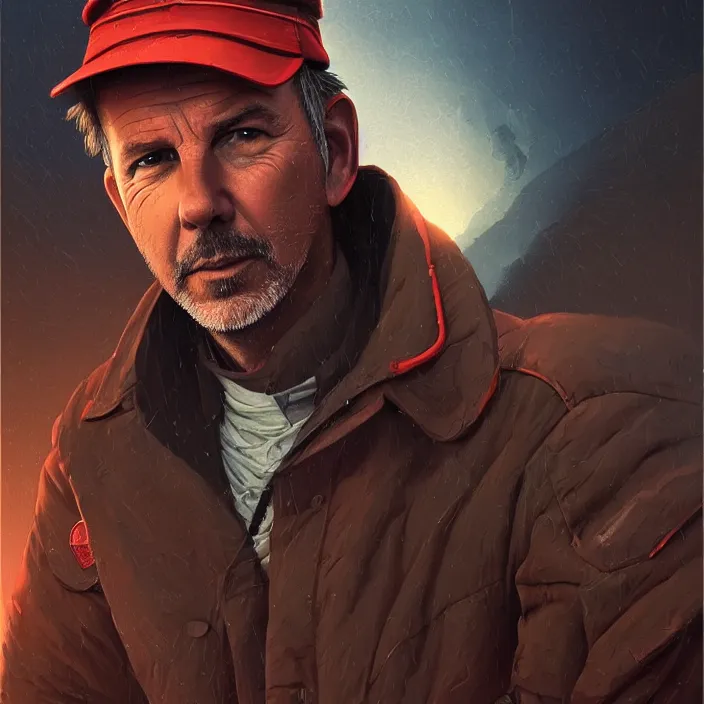 Prompt: portrait of kevin costner as postman 1 9 9 7. intricate abstract. intricate artwork. by tooth wu, wlop, beeple, dan mumford. octane render, trending on artstation, greg rutkowski very coherent symmetrical artwork. cinematic, hyper realism, high detail, octane render, 8 k, iridescent accents