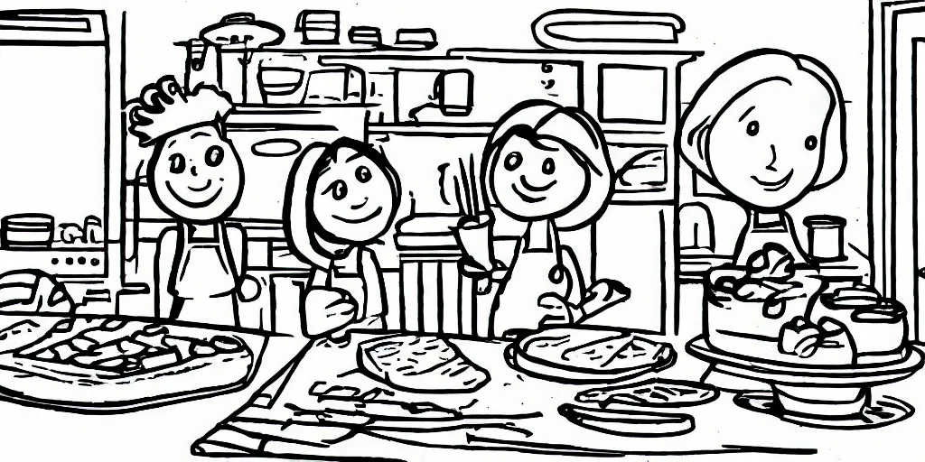 Image similar to A couple baking waffles, cartoon