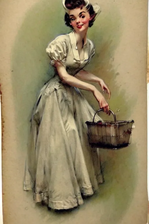 Image similar to (((((1950s magazine add house wife . muted colors.))))) by Jean-Baptiste Monge !!!!!!!!!!!!!!!!!!!!!!!!!!!