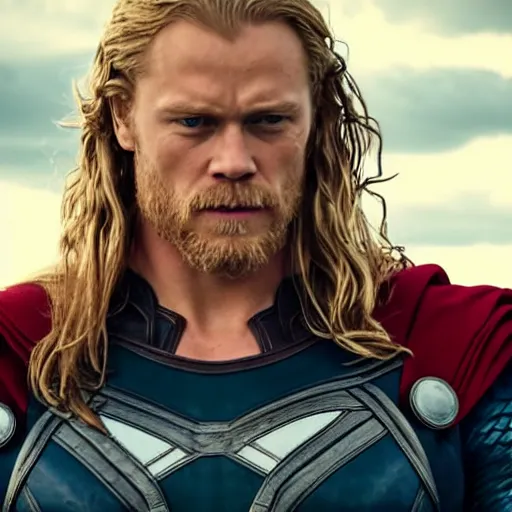 Image similar to Sam heughan as Thor, captain america and Superman epic cinematic shoot hd