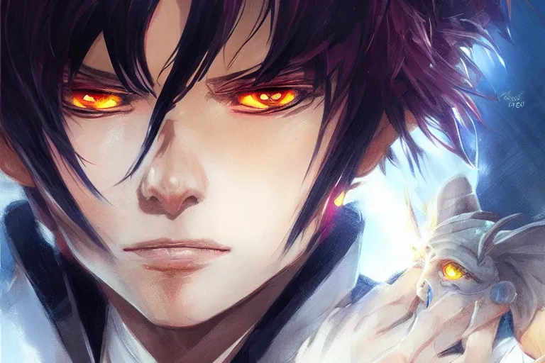 Prompt: hibari kyoya, katekyo hitman reborn, d & d, fantasy, portrait, highly detailed, headshot, digital painting, trending on artstation, concept art, sharp focus, illustration, art by artgerm and greg rutkowski and magali villeneuve and wlop