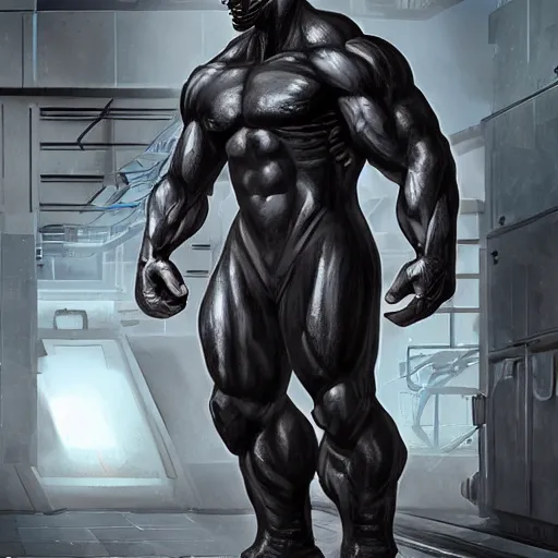 Prompt: splash art of a hulking muscular black - coated anthropomorphic horse supersoldier in a research facility wearing a combat kevlar outfit, highly detailed, furry, furaffinity, exaggeratedly buff physique, digital painting, artstation, illustration, art by artgerm, greg rutkowski, sakimichan
