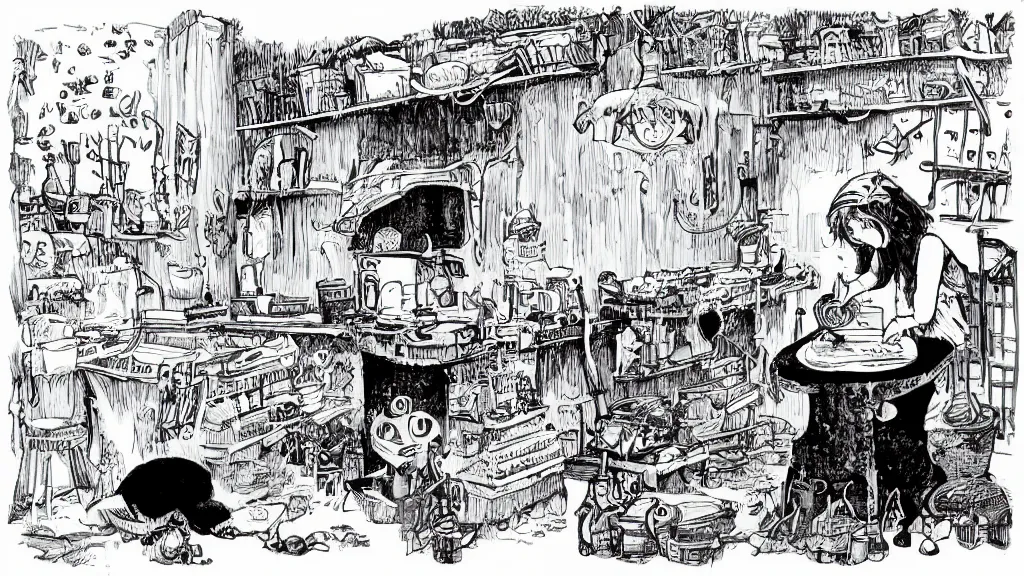 Image similar to storybook illustration extreme inky hygienic