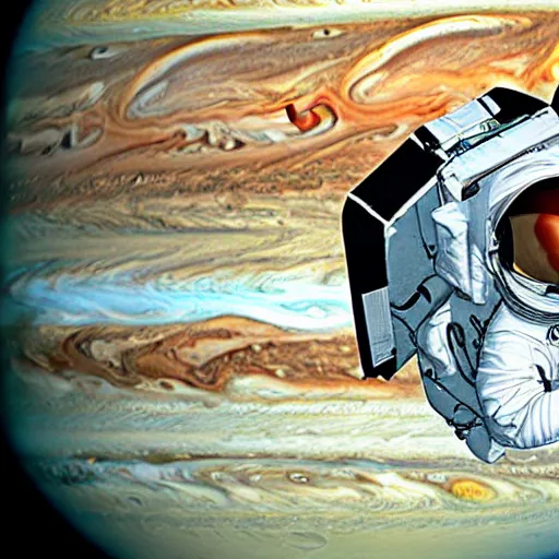Image similar to an astronaut inside jupiter