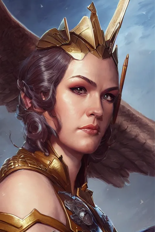 Image similar to amazon valkyrie athena, d & d, fantasy, portrait, highly detailed, headshot, digital painting, trending on artstation, concept art, sharp focus, illustration, art by artgerm and greg rutkowski and magali villeneuve