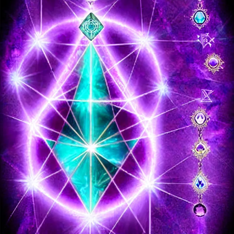 Prompt: initiation : on the seat - of - the - soul chakra ; gifts of the holy spirit : gift of prophecy and the working of miracles ; vibration : violet, purple, pink, aqua, teal ; gemstone : amethyst, diamond, aquamarine ; quality : freedom, alchemy, justice, diplomacy, transmutation ; day : saturday