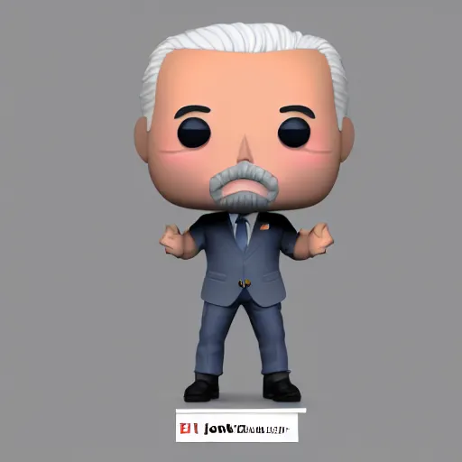 Image similar to full body 3d render of joe biden as a full body funko pop!, studio lighting, grey background, single body, no shadow, blender, trending on artstation, 8k, highly detailed