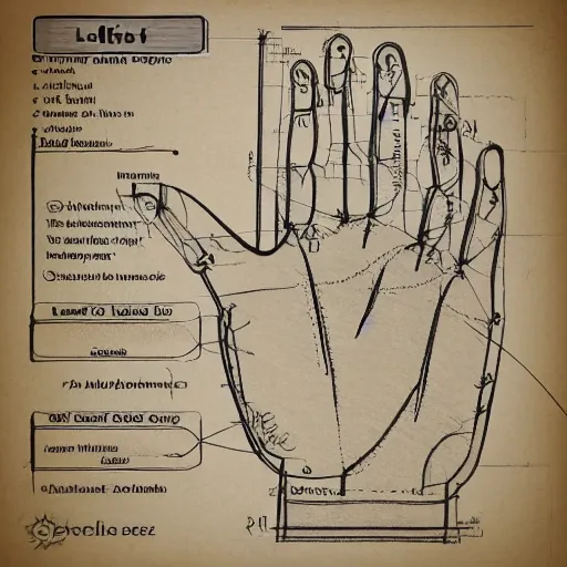 Image similar to detailed blueprint of left hand