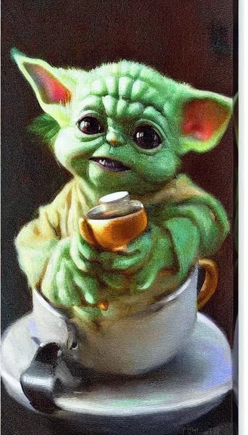 Baby Yoda, and Baby Ewok Coffee Mug by Janine Messenger - Fine Art