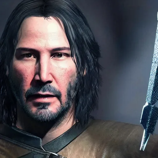 Image similar to Keanu reeves in the Witcher 3 4K detailed super realistic