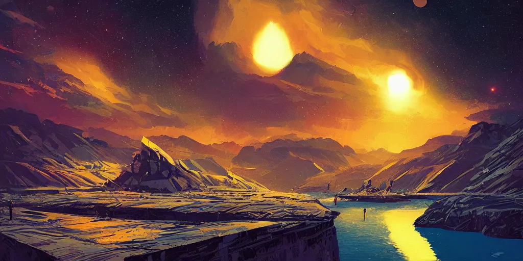 Prompt: asteroids by alena aenami