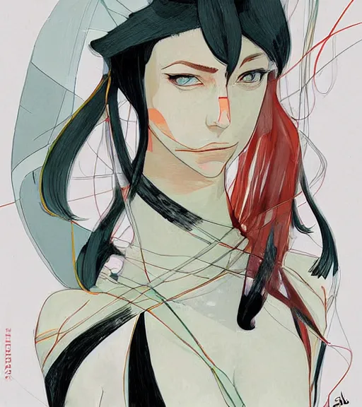 Prompt: jakub rebelka painting of an anime woman