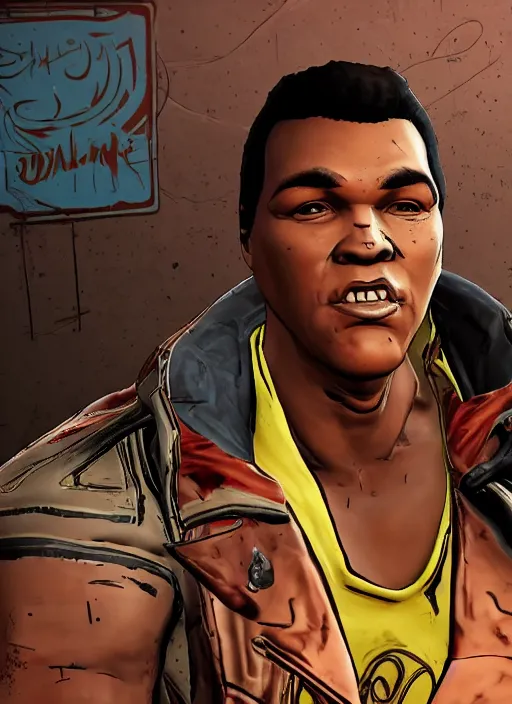 Image similar to muhammed ali in the borderlands 3 style