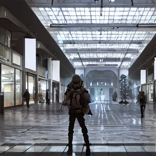 Image similar to a liminal space of an empty mall, nostalgic core, dynamic lighting, photorealistic concept art, trending on art station, stunning visuals, creative, cinematic, ultra detailed