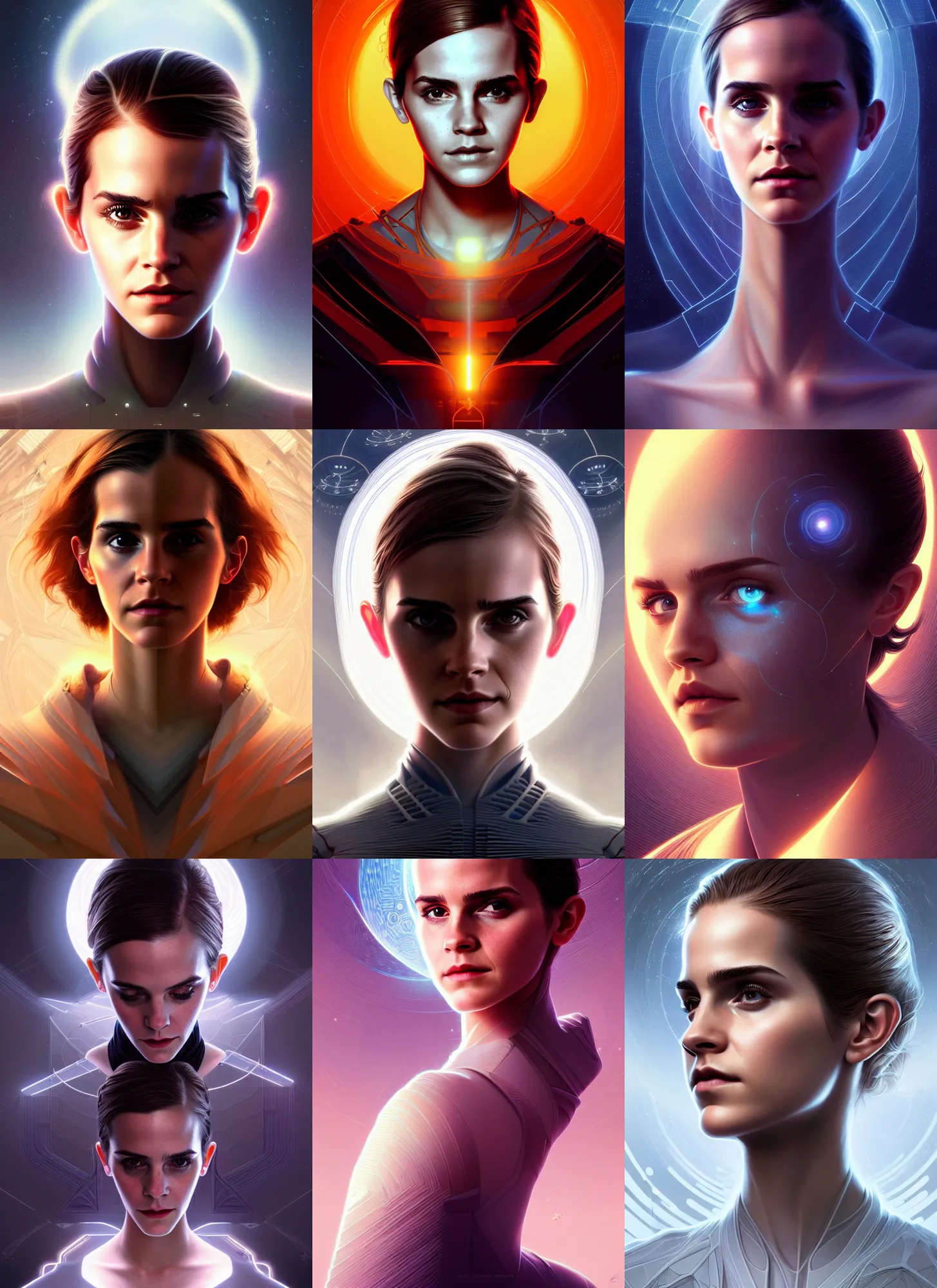 Prompt: symmetry!! sci - fi portrait of a tireless explorer of latent space, wlop, fractal, intricate, highly detailed, dynamic lighting, digital art, digital painting, emma watson, artstation, sharp focus, illustration, art by artgerm and greg rutkowski and moebius, 8 k