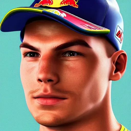 Image similar to Portrait of Max Verstappen as Red Bull Mario!!!, nintendo, high detail, realism, 4k