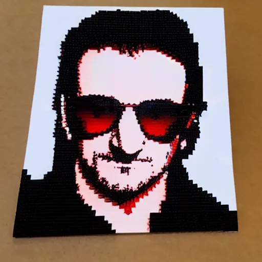 Prompt: portrait of Bono made of Lego
