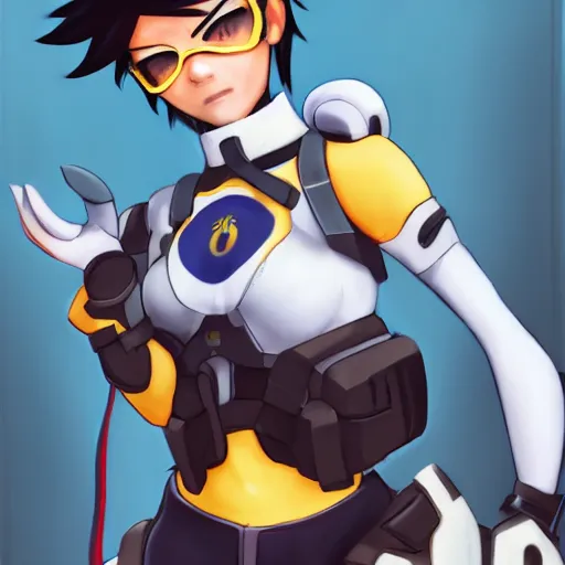 Image similar to b usty tracer from overwatch r 3 4 h e n t a i n s f w p o r n trending on pixiv