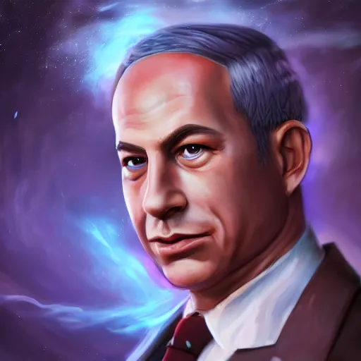 Prompt: An epic fantasy anime style portrait painting of Benjamin Netanyahu, unreal 5, DAZ, hyperrealistic, octane render, cosplay, RPG portrait, dynamic lighting