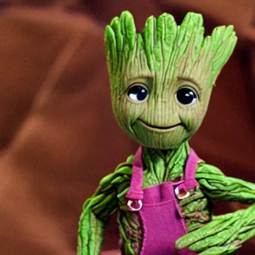 Image similar to baby groot in the muppet show