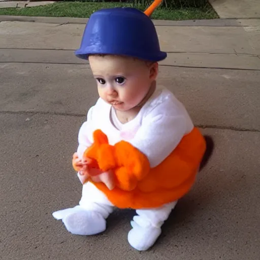 Image similar to cute baby chick dressed as an inmate