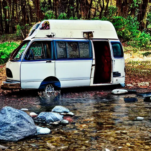 Prompt: Matt Foley living in a van down by the River, EOS 5D, ISO100, f/8, 1/125, 84mm, RAW Dual Pixel, Dolby Vision, HDR, TMZ, Featured