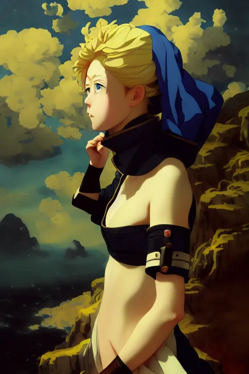 Image similar to baroque oil painting, anime key visual full body portrait character concept art, maid nazi ss commander, kuudere kawaii noble blond hair blue eyes, dictator fascist nationalist, brutalist grimdark fantasy, trending pixiv fanbox, rule of thirds golden ratio, makoto shinkai genshin impact studio ghibli jamie wyeth greg rutkowski chiho aoshima