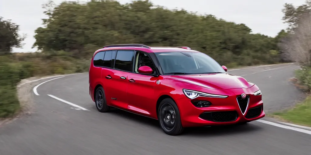 Prompt: 2022 Alfa Romeo Minivan, red