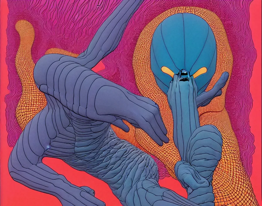 Image similar to ( ( ( ( the fear ) ) ) ) by mœbius!!!!!!!!!!!!!!!!!!!!!!!!!!!, overdetailed art, colorful, artistic record jacket design