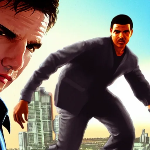 Prompt: tom cruise as a character in gta san andres