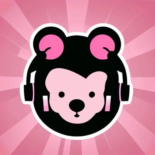 Image similar to a cute pink cuddly bear wearing headphones vector logo
