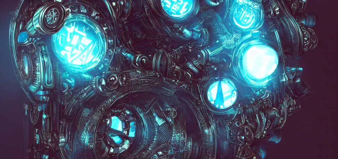 Image similar to as steampunk style symmetrical, details, smooth, sharp focus, illustration, realistic, cinematic, artstation,, award winning, rgb, ethereal blue lighting, 8k